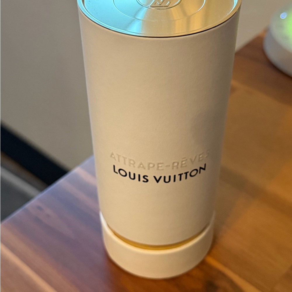 Louis Vuitton Cream & Gold Cylindrical Fragrance Canister ONLY Attrape-Reves